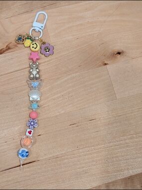 Beaded Charm Keychain - Pastel Multi-Color
